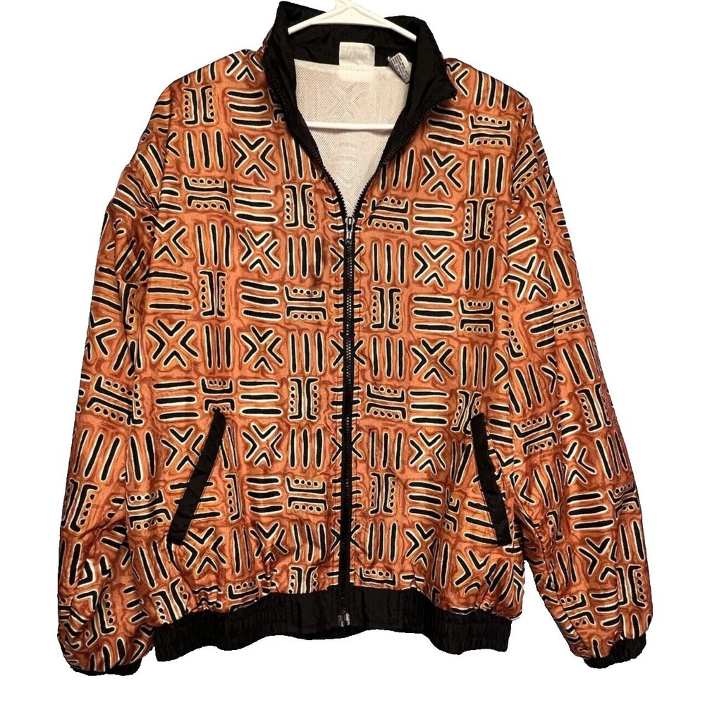 Vintage 90’s Avon Style Tribal Print Windbreaker Zip-up Jacket Medium